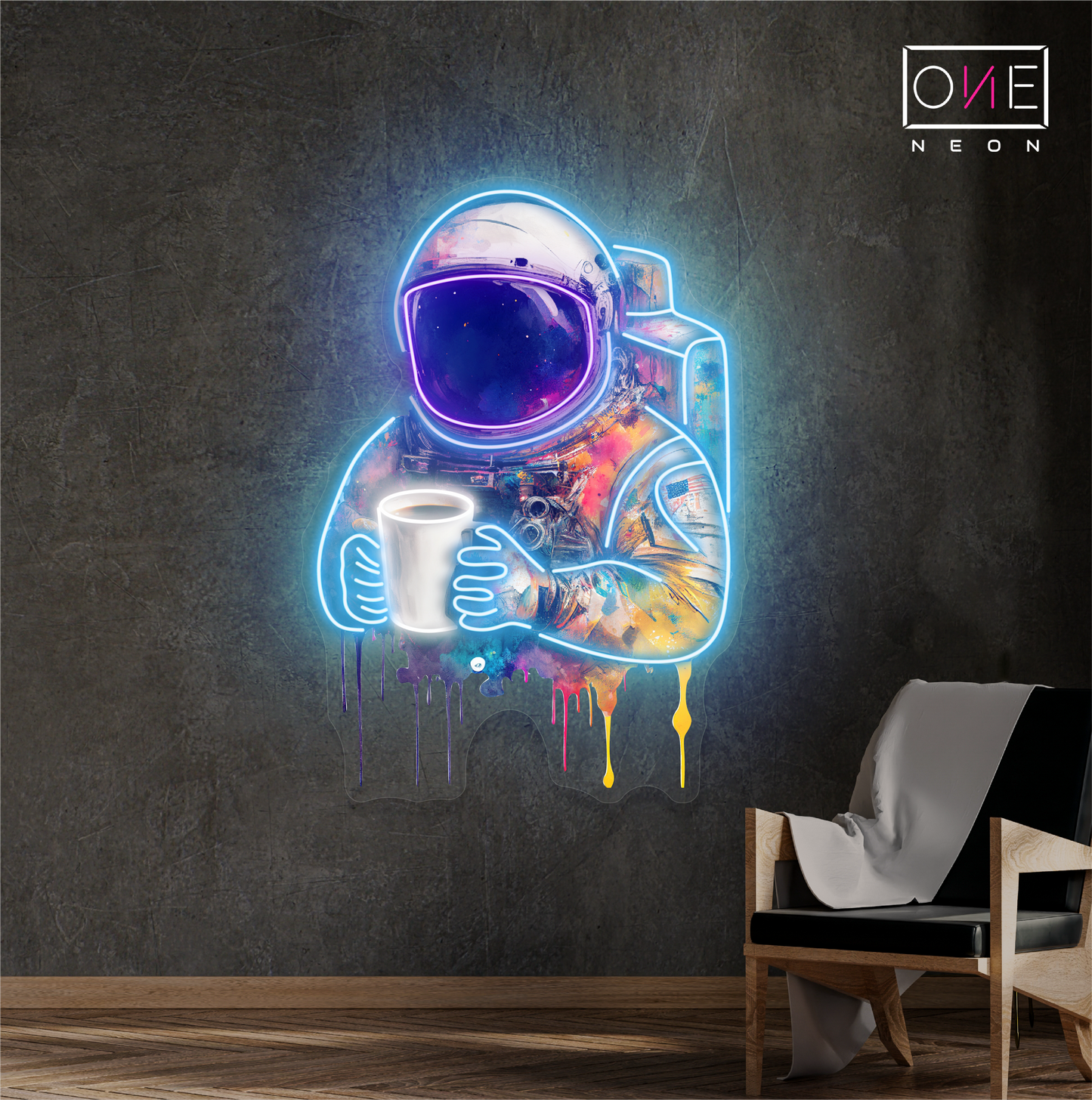 Enseigne au néon à LED Cosmic Coffee Artwork