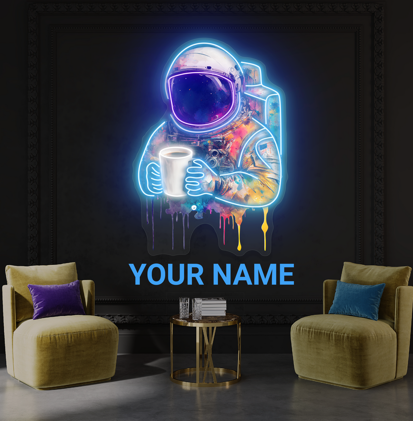Enseigne au néon à LED Cosmic Coffee Artwork