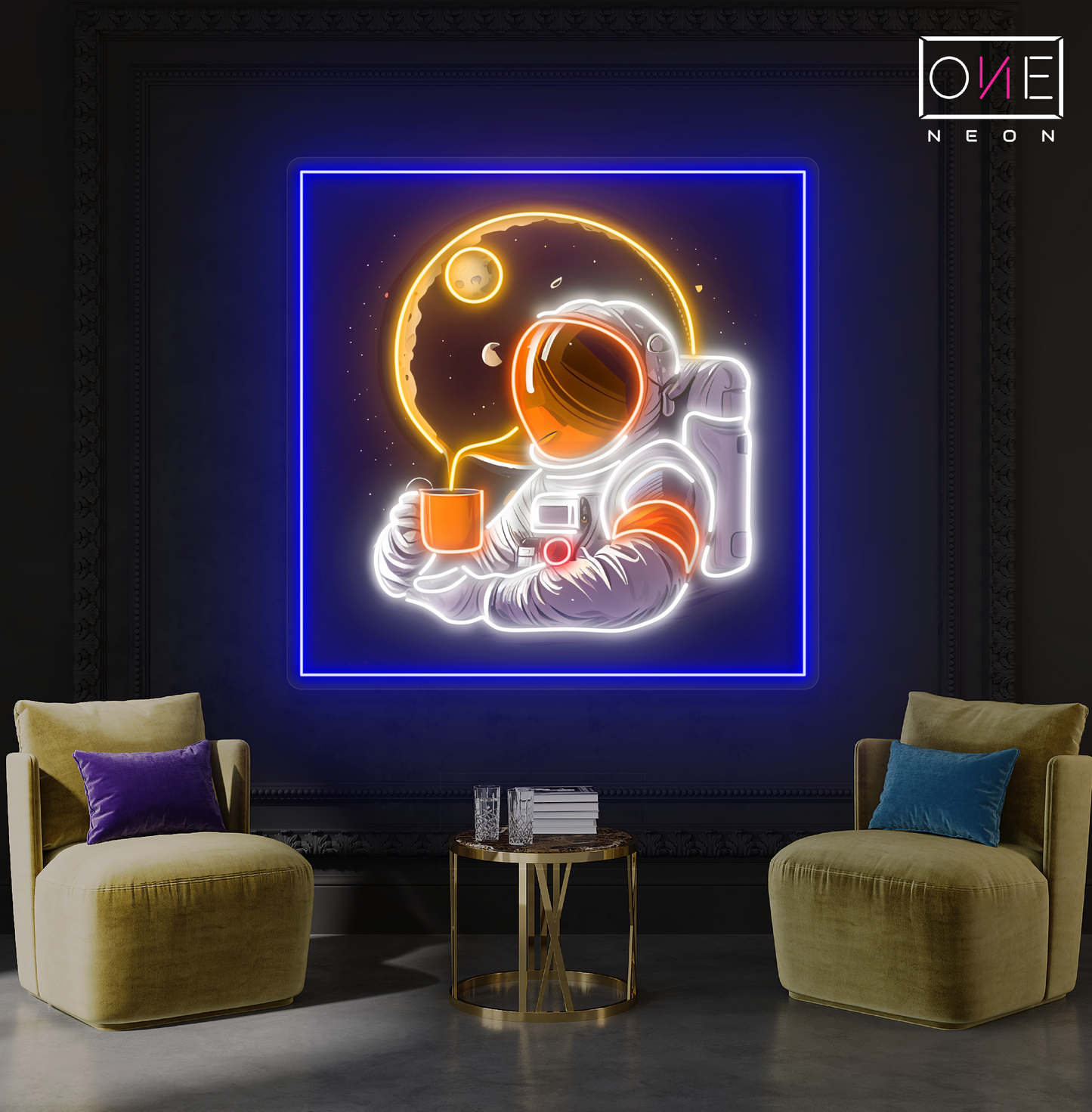 Panneau néon à LED Moonlight Coffee Artwork