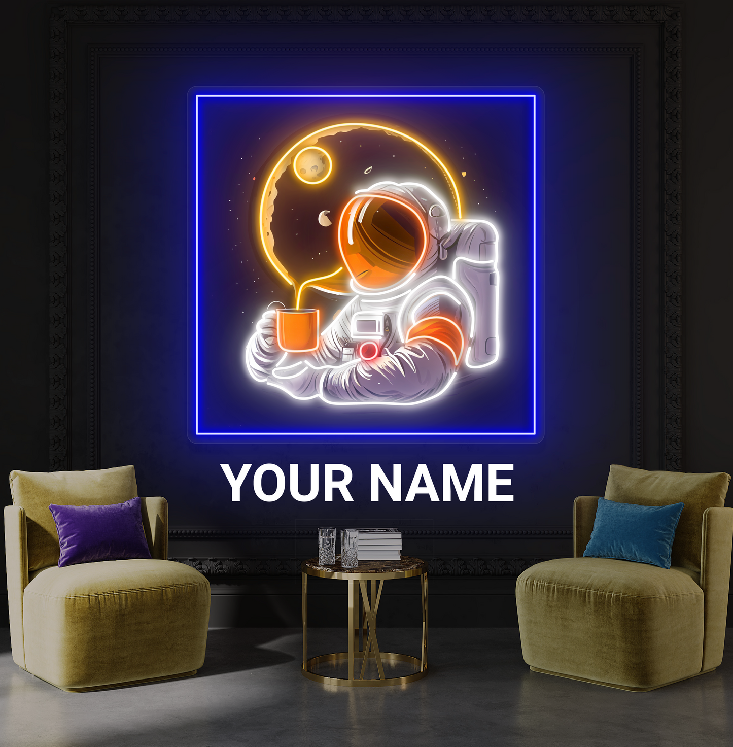 Panneau néon à LED Moonlight Coffee Artwork