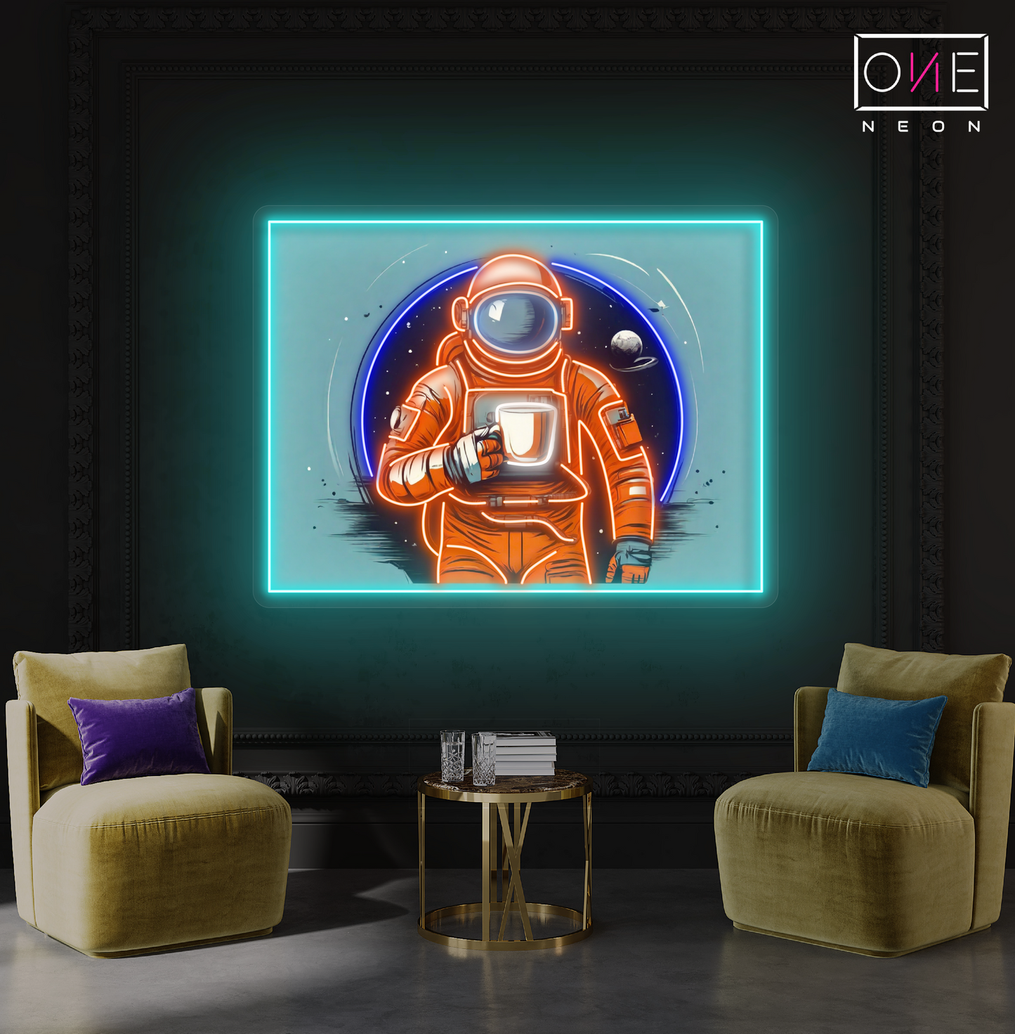 Panneau néon à LED Spacewalk Coffee Artwork