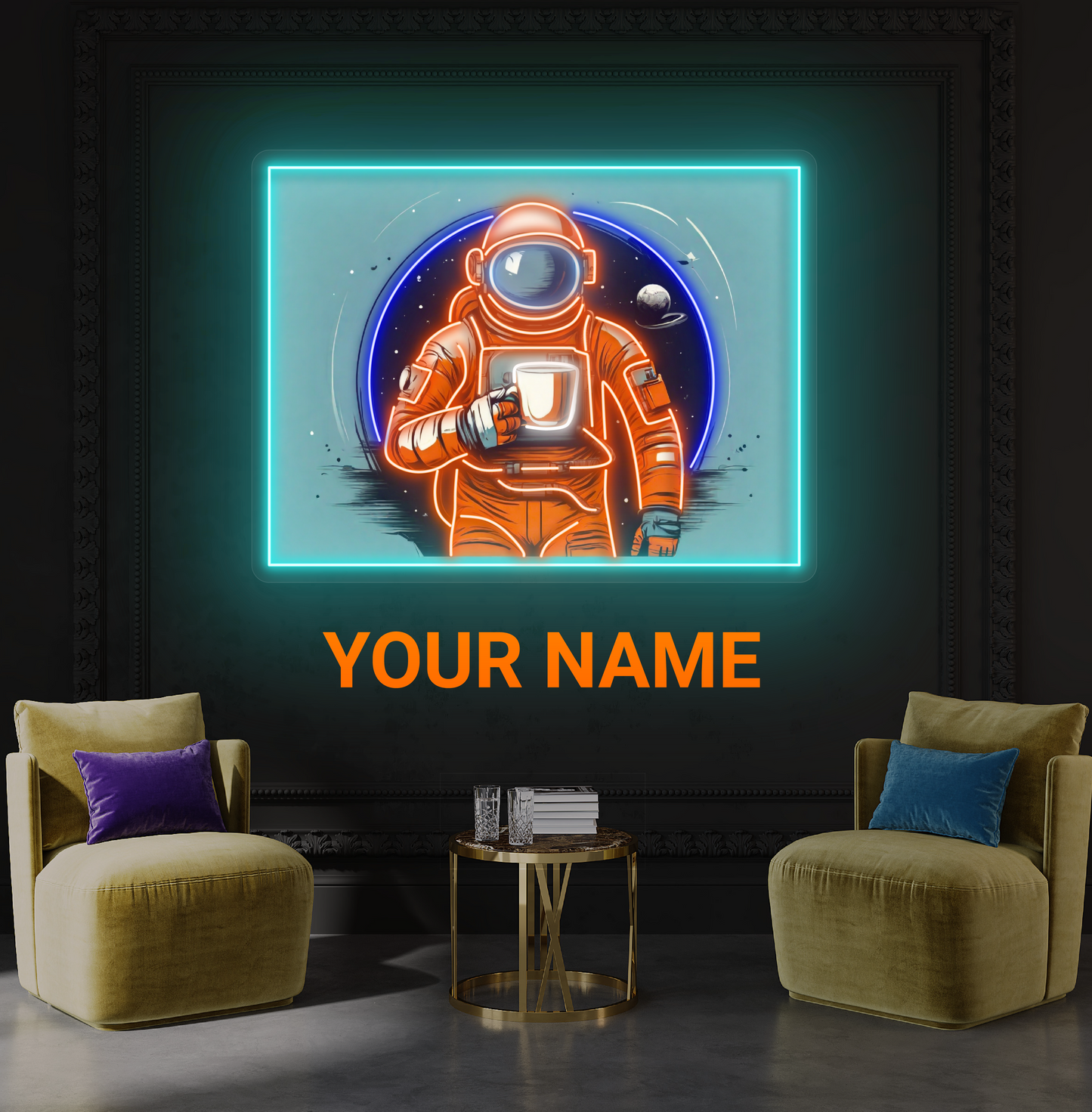 Panneau néon à LED Spacewalk Coffee Artwork