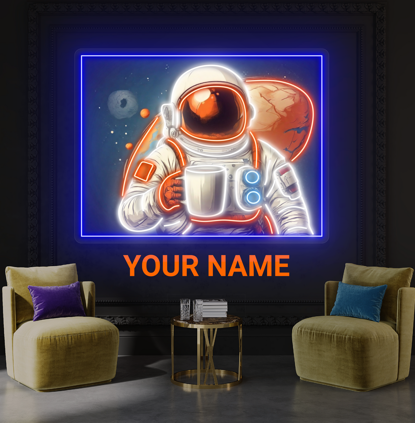 Enseigne au néon à LED Martian Coffee Artwork
