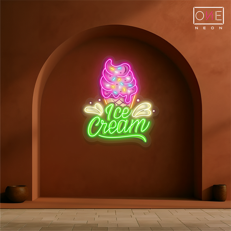 Enseigne au néon à LED représentant une œuvre d'art sur une glace