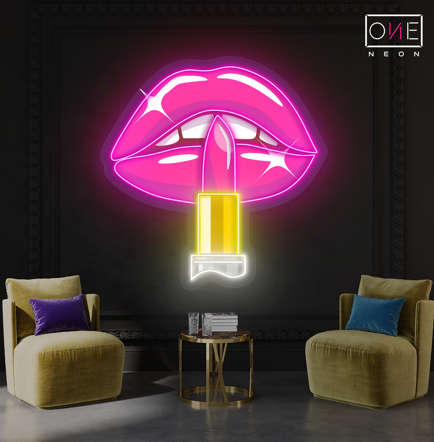 Panneau néon LED Luxe Lips Artwork