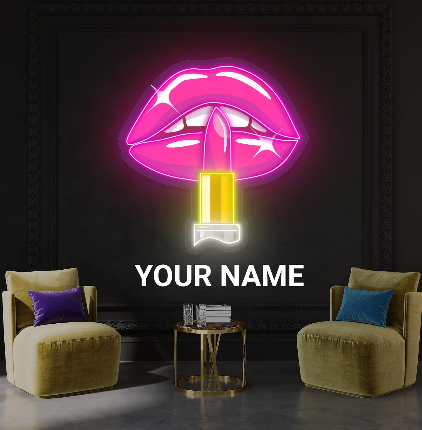Panneau néon LED Luxe Lips Artwork
