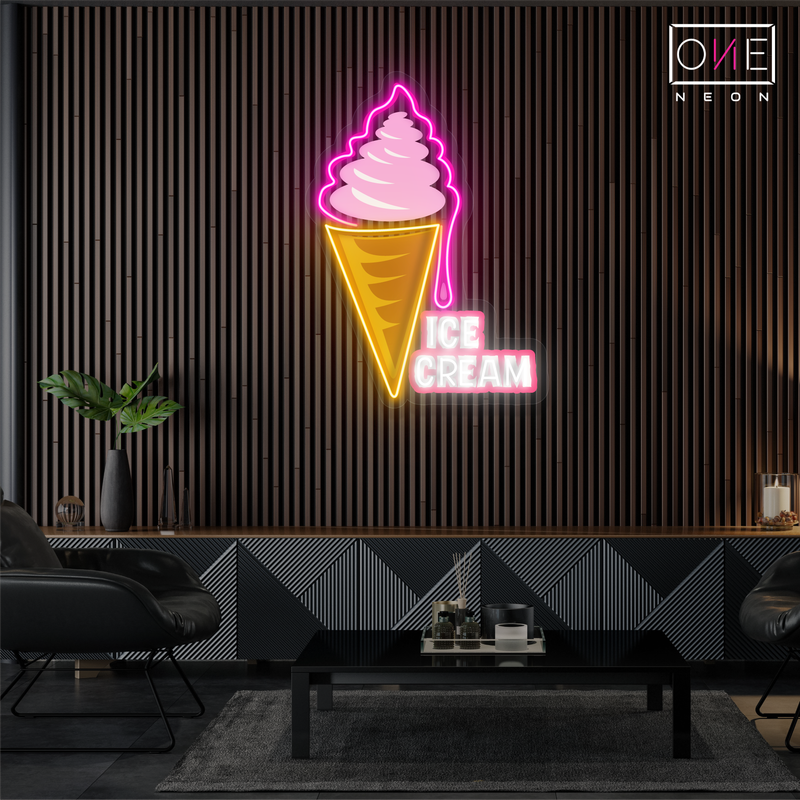Enseigne au néon à LED représentant un cornet de crème glacée