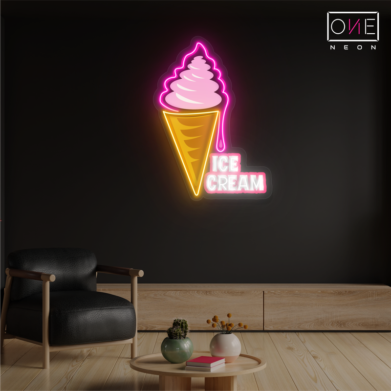 Enseigne au néon à LED représentant un cornet de crème glacée