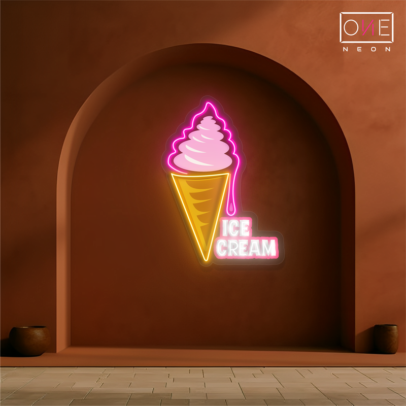 Enseigne au néon à LED représentant un cornet de crème glacée