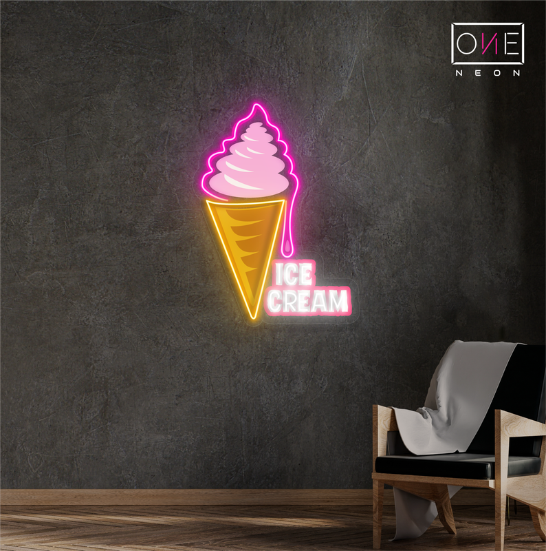 Enseigne au néon à LED représentant un cornet de crème glacée