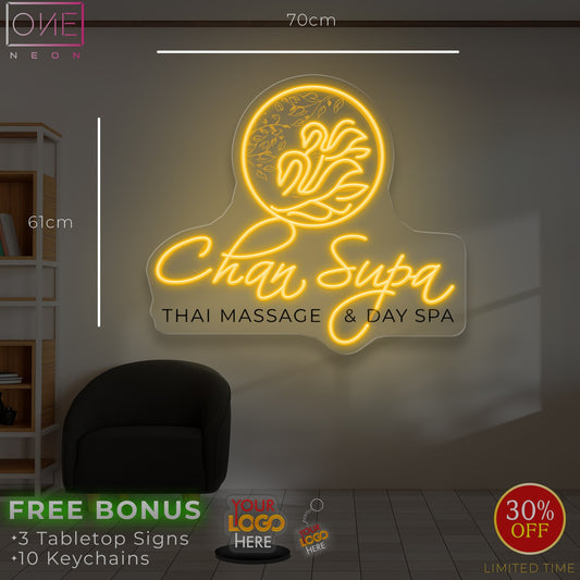 CHAN SUPA Thai Massage & Day Spa + open | LED Neon Sign (2 signs)