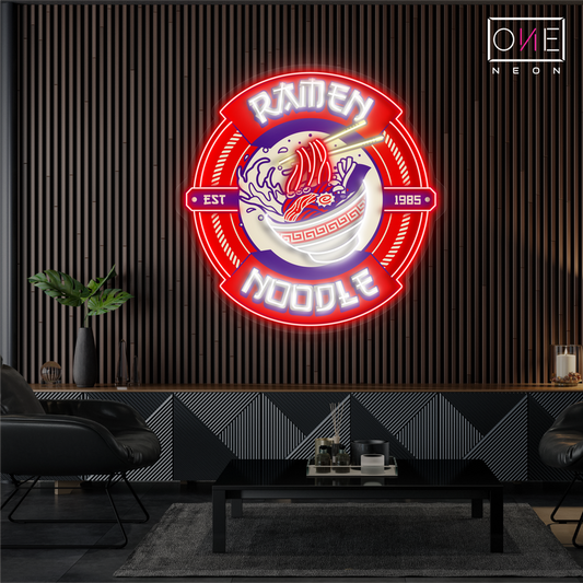 Panneau néon LED avec illustration de nouilles Ramen