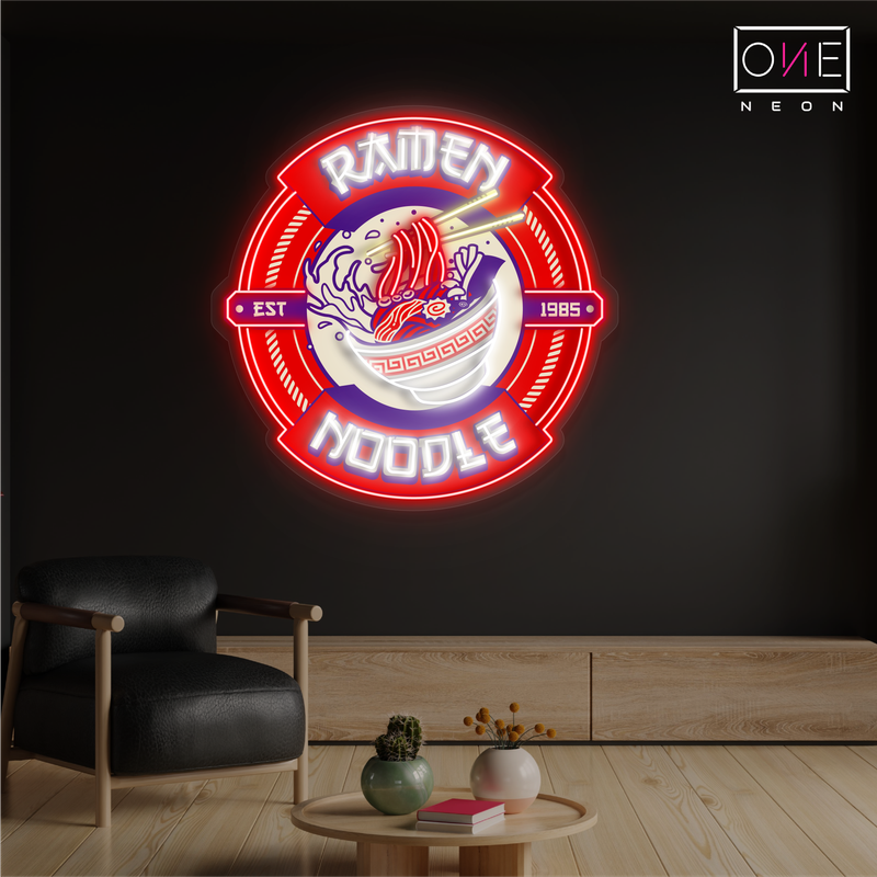 Panneau néon LED avec illustration de nouilles Ramen