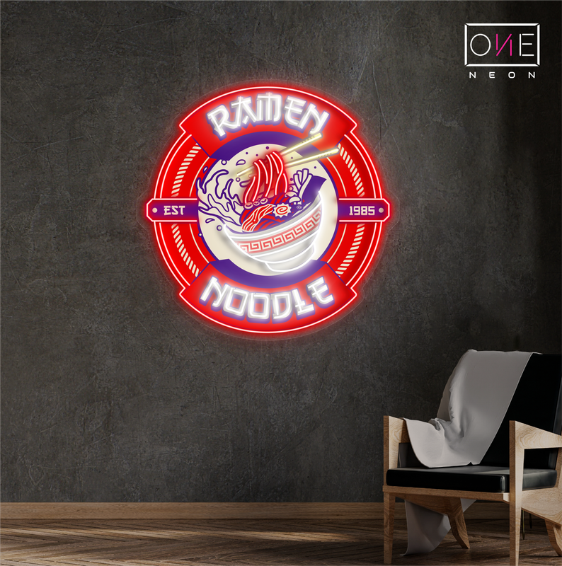 Panneau néon LED avec illustration de nouilles Ramen