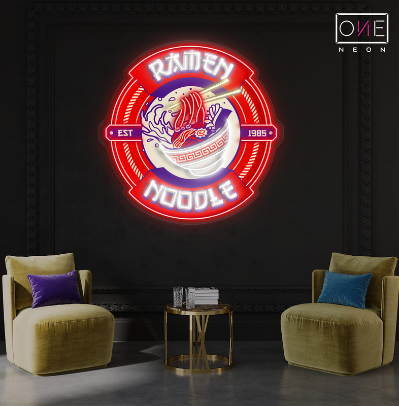 Panneau néon LED avec illustration de nouilles Ramen