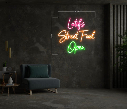 Latif's Street Food Open | LED Neon Sign
