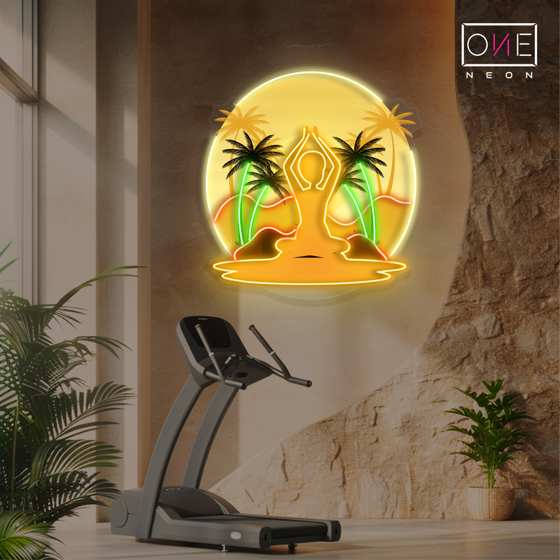 Enseigne au néon à LED Sunset Yoga Serenity Artwork