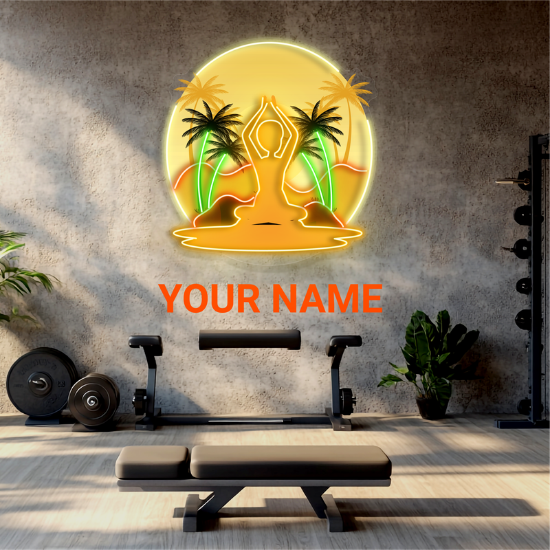 Enseigne au néon à LED Sunset Yoga Serenity Artwork