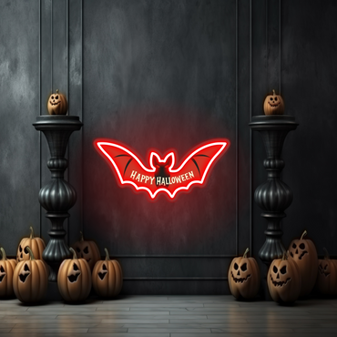 Happy Halloween Bat LED Neon Sign