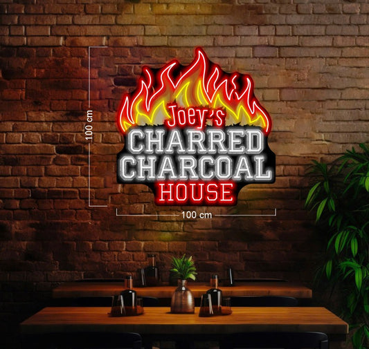 Joey's Charred Charcoal House, The Chicken Pop Popcorn Chicken Loaded, Waffle Shack Waffles On a Stick Loaded (3 signs) | LED Neon Sign