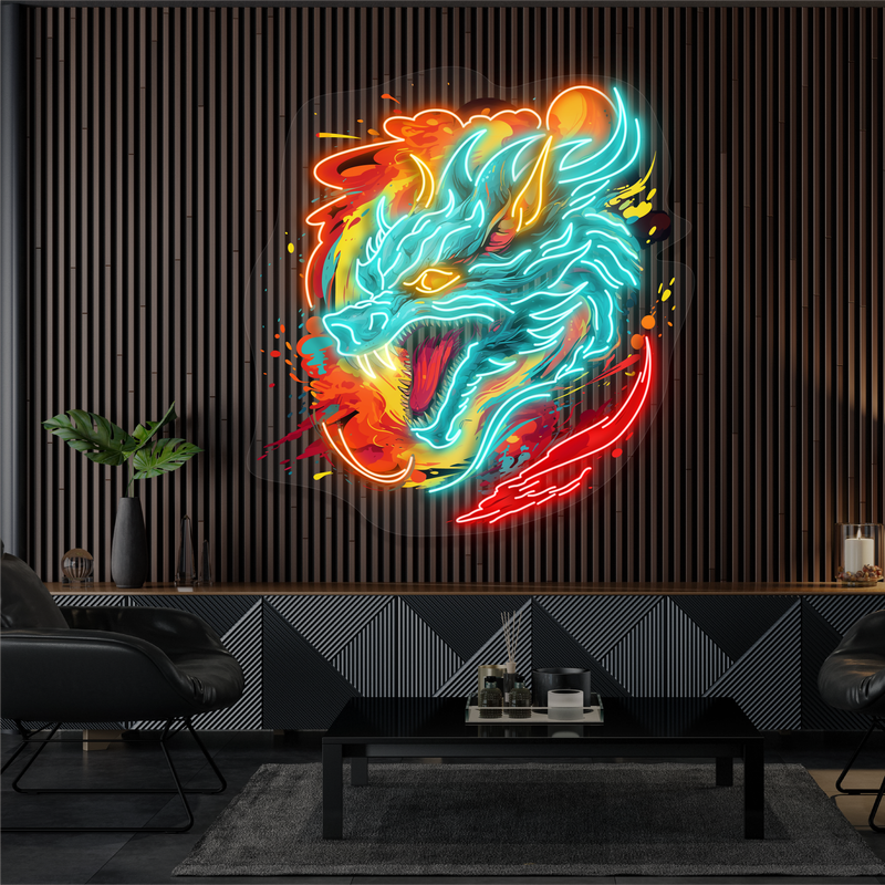 Panneau néon à LED Blazing Dragon Fury