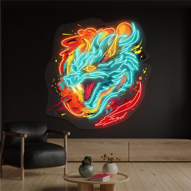 Panneau néon à LED Blazing Dragon Fury