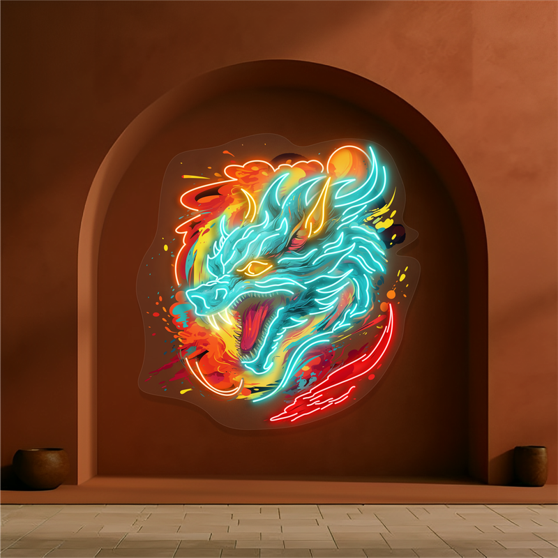 Panneau néon à LED Blazing Dragon Fury