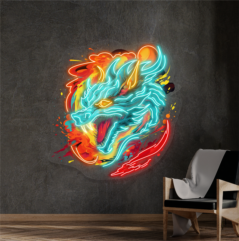 Panneau néon à LED Blazing Dragon Fury