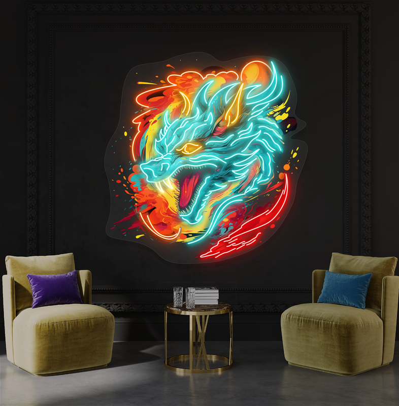 Panneau néon à LED Blazing Dragon Fury