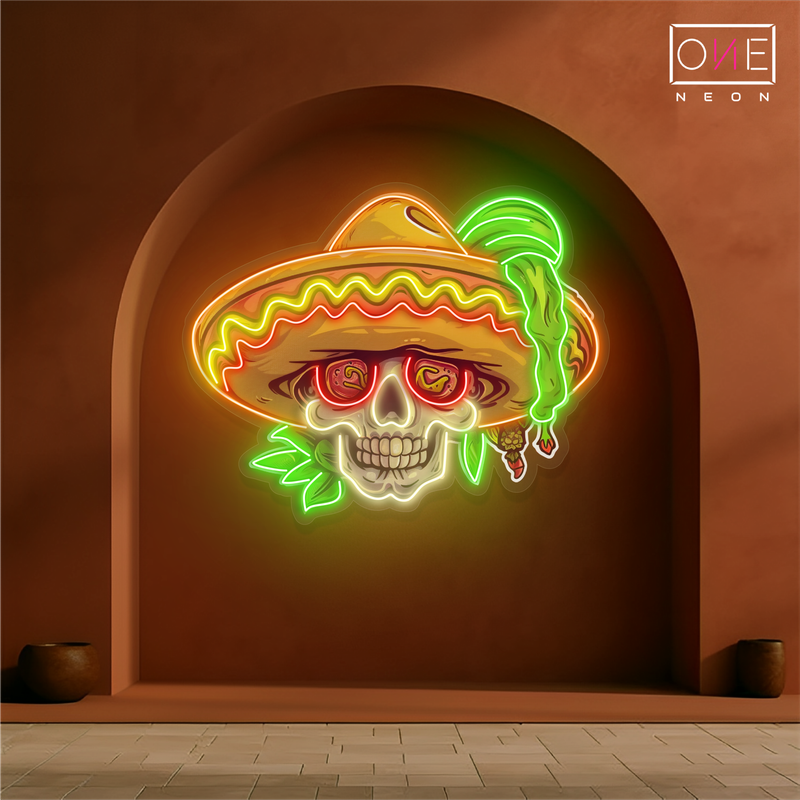 Panneau néon à LED Fiesta Skull Vibes