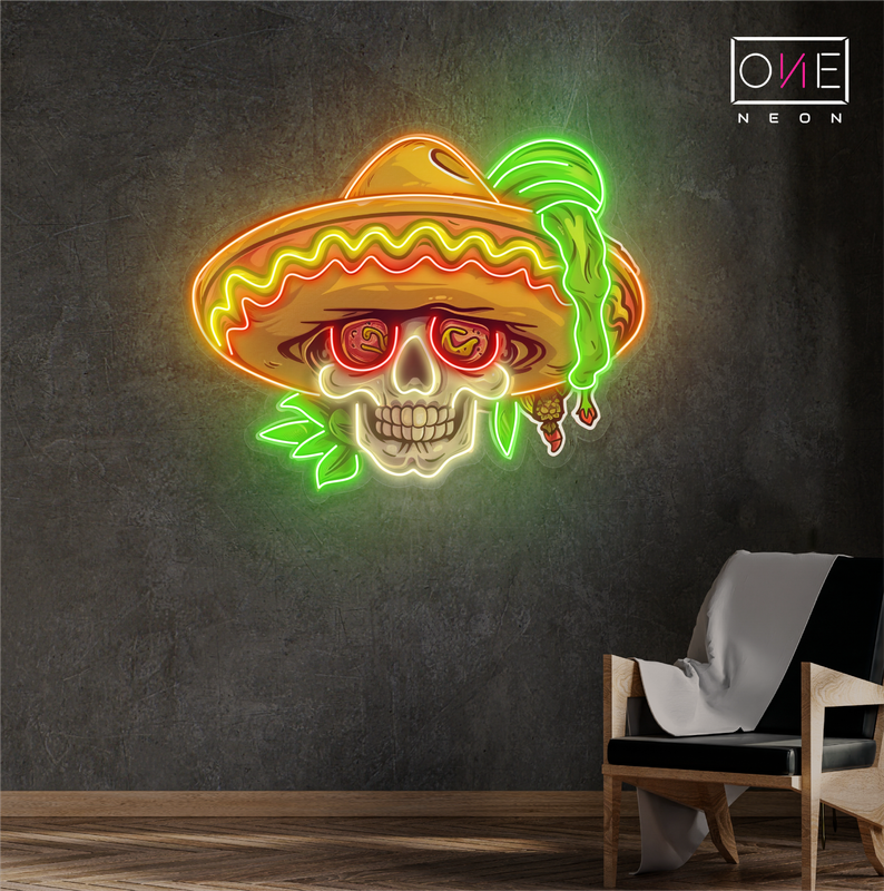 Panneau néon à LED Fiesta Skull Vibes