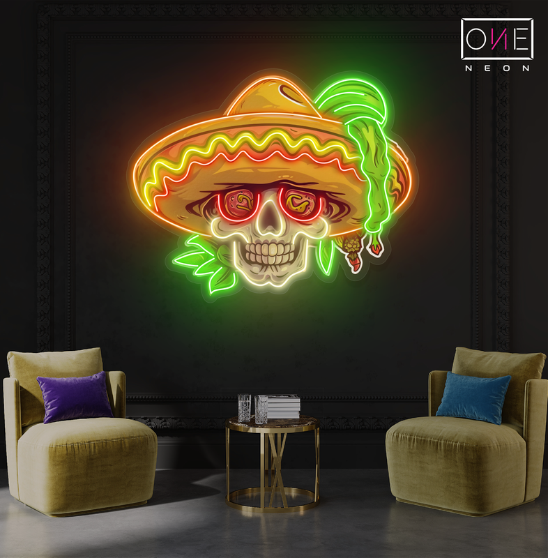 Panneau néon à LED Fiesta Skull Vibes