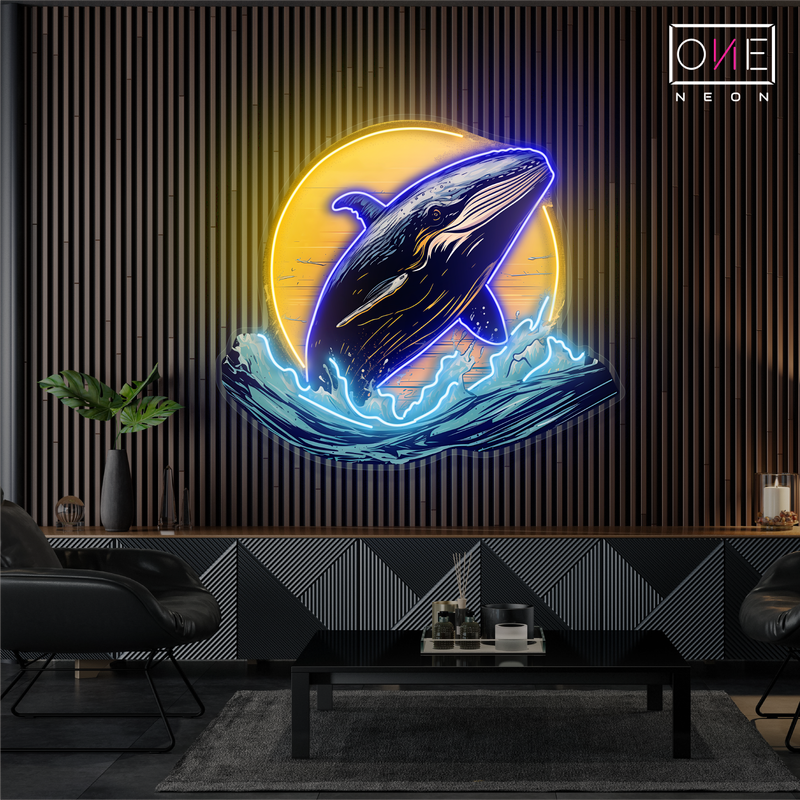 Enseigne au néon à LED représentant une baleine lunaire