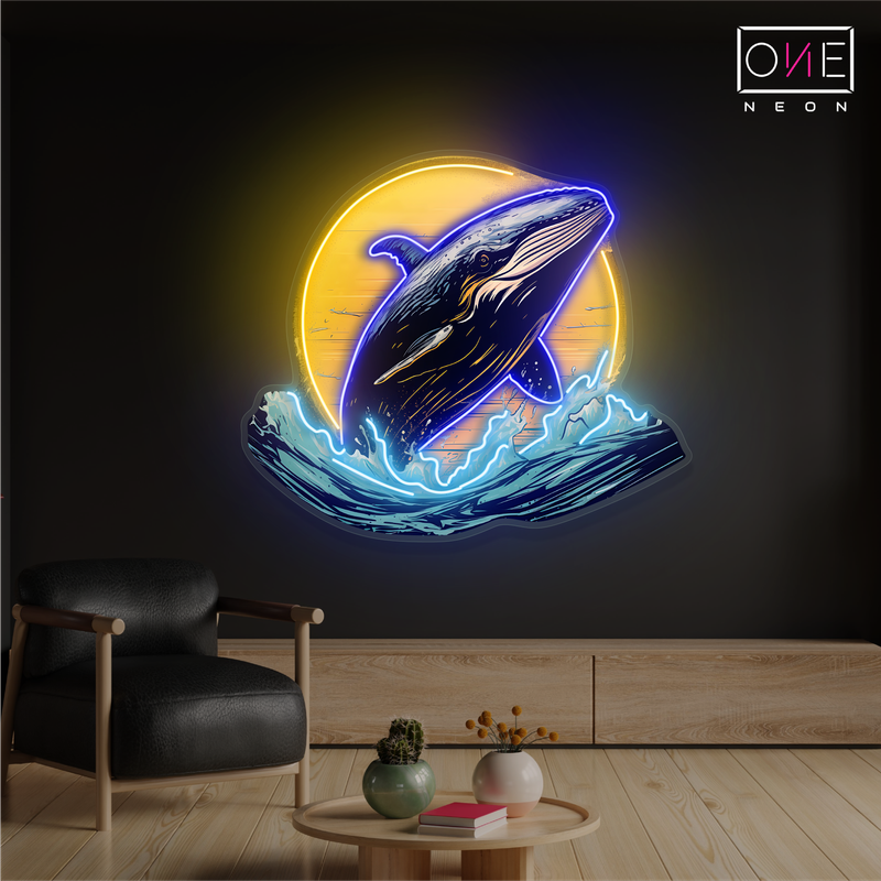 Enseigne au néon à LED représentant une baleine lunaire