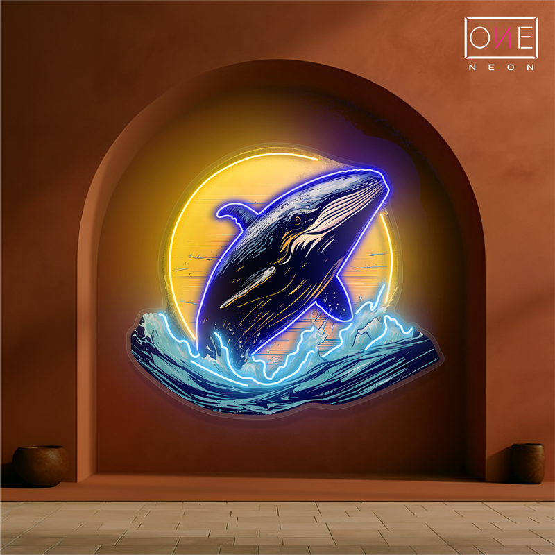 Enseigne au néon à LED représentant une baleine lunaire