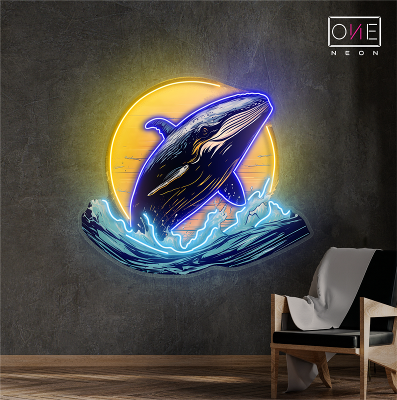 Enseigne au néon à LED représentant une baleine lunaire