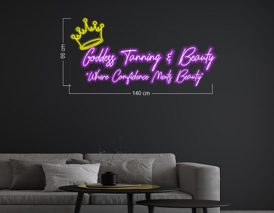 Goddess Tanning & Beauty “Where Confidence Meets Beauty” | LED Neon Sign