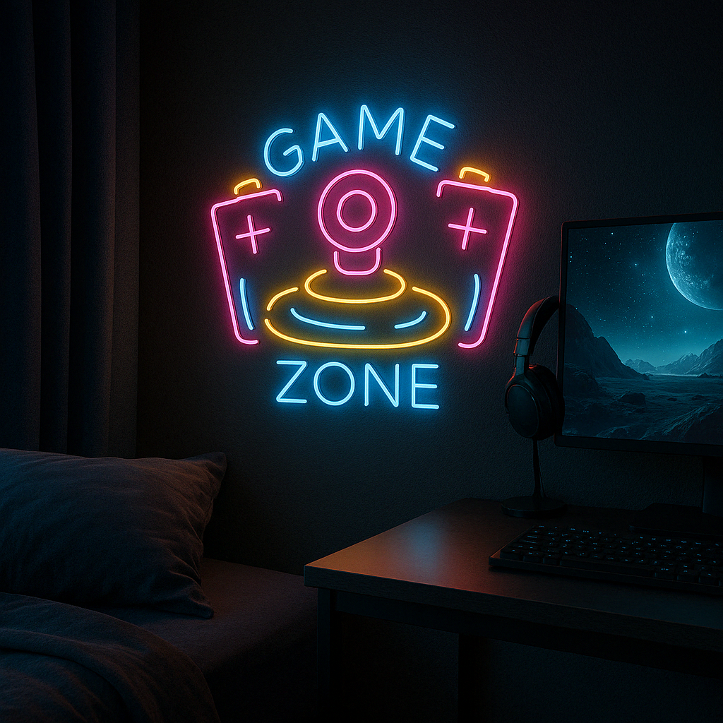 Game Zone Neon Signs – Wall Art for Bedrooms and Game Zones