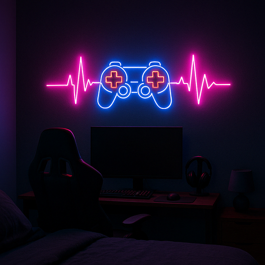 Gamepad with Heartbeat – Wall Art for Bedrooms and Game Zones
