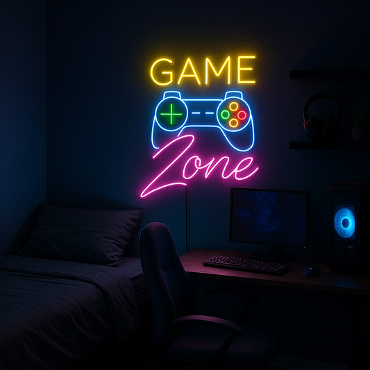 Game Zone Neon Signs – Wall Art for Bedrooms and Game Zones