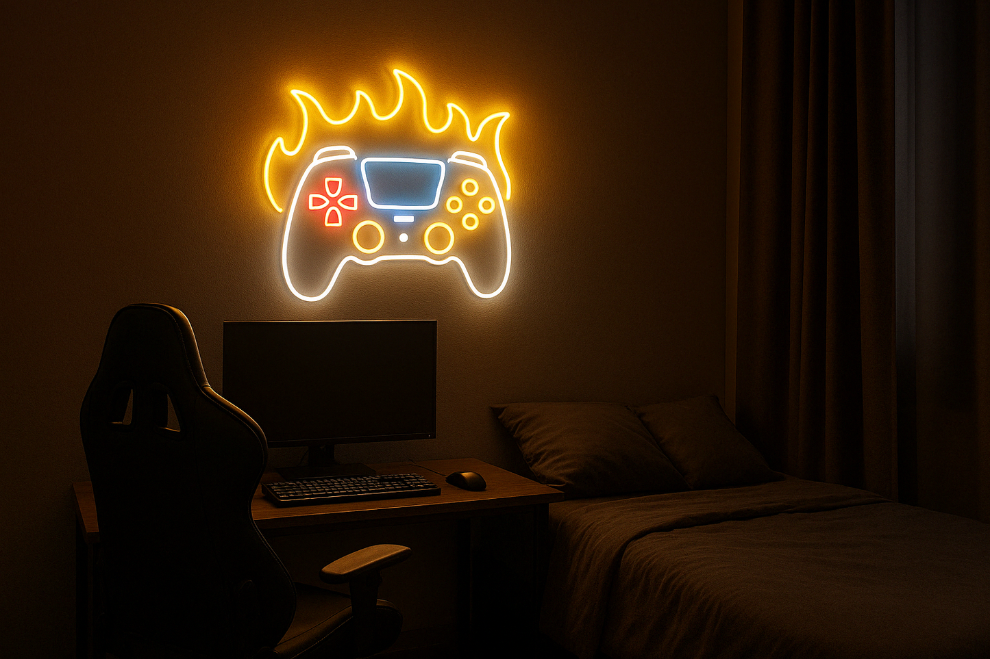 Gaming Controller Neon Signs – Wall Art for Bedrooms and Game Zones