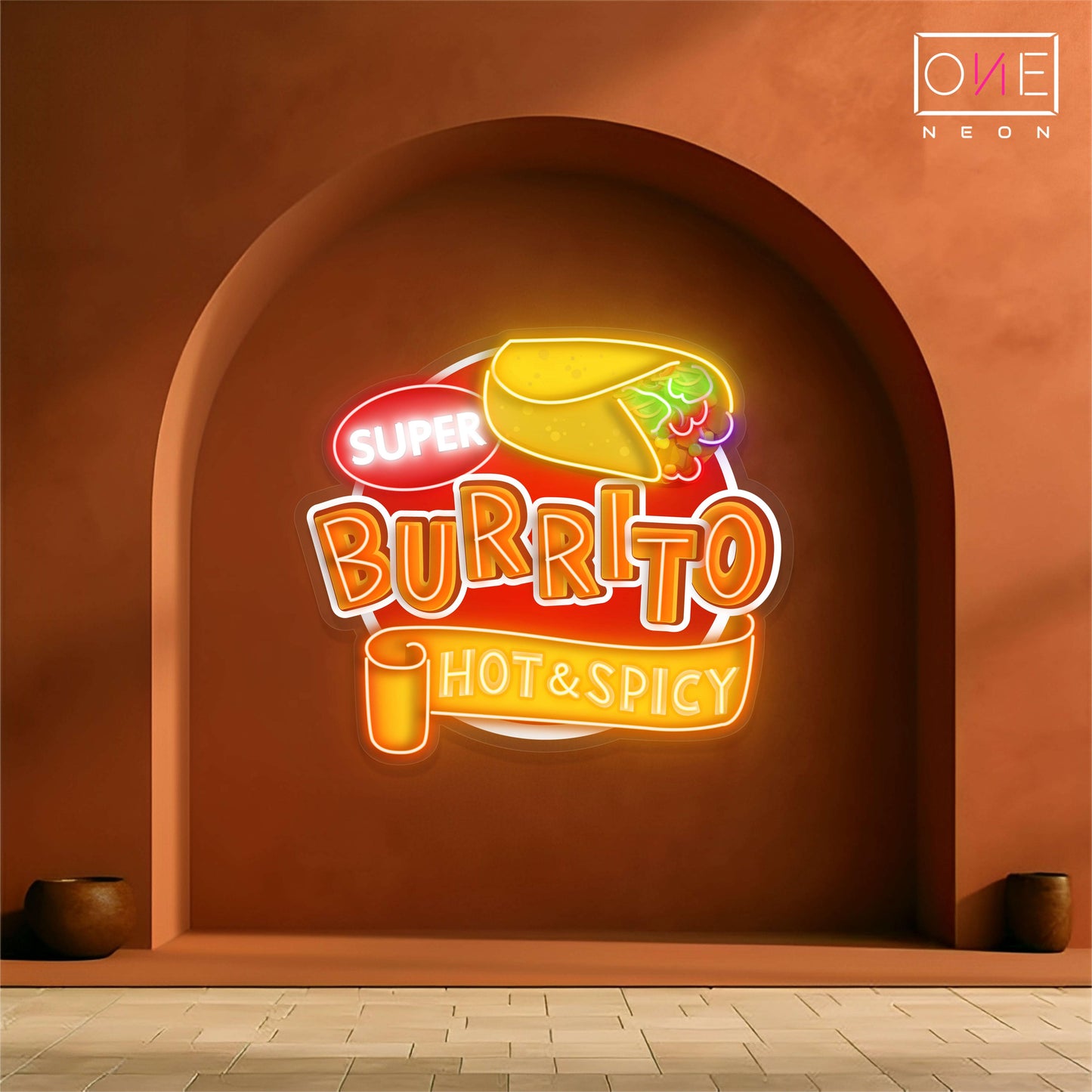 Panneau néon à LED Super Burrito Hot Spicy Artwork