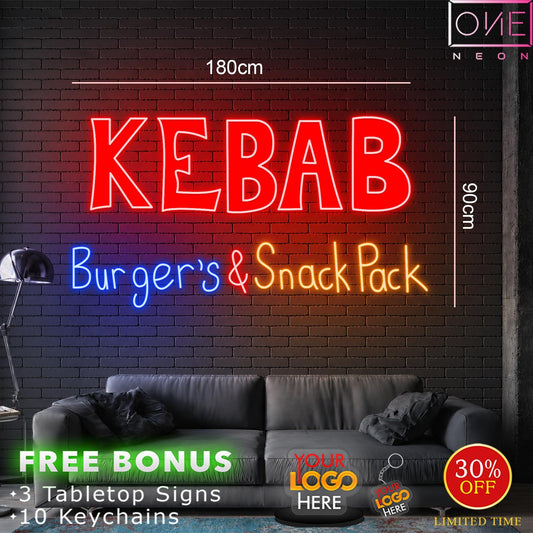 KEBAB BURGER'S & SNACK PACK | LED Neon Sign