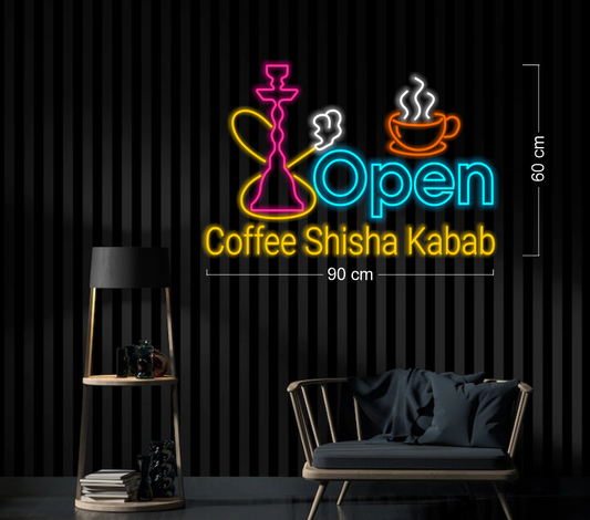 OPEN COFFEE SHISHA KABAB | LED Neon Sign (2 signs)
