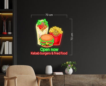 BP CARD + KEBAB BURGERS | LED Neon Sign + light box (8 weatherproof signs)