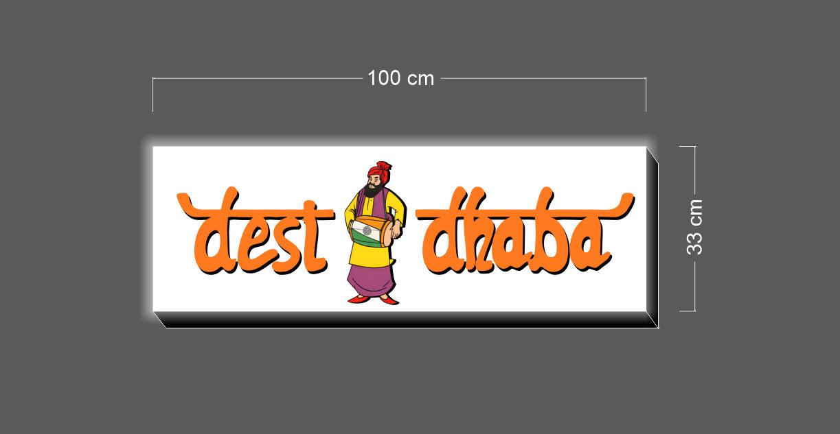 DEST DHABA| LED Neon Sign (light box outdoor use 2 SIDES)