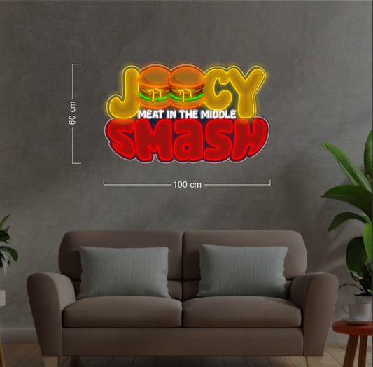 JOOCY SMASH meats in the middle | LED Neon Sign