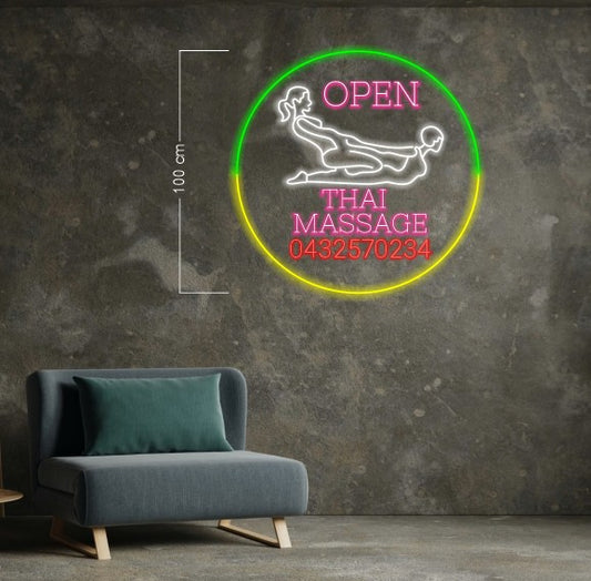 Open Thai Massage ( 2 signs) | LED Neon Sign