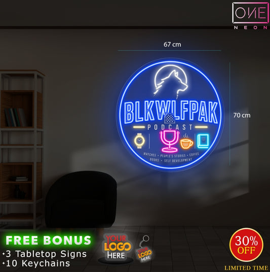 BLKWWLFPAK podcast logo | LED Neon Sign