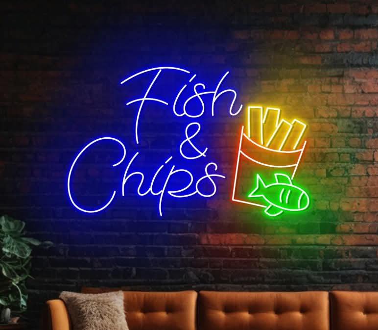 Fish & chips + Coffee (2 signs)| LED Neon Sign